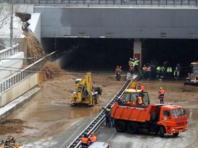 Устранение последствий аварии в Тушинскм тоннеле, 10.1.19. Фото: meduza.io