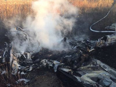 Последствия крушения легкомоторного самолета Cessna в подмосковных Люберцах. Фото: ГУ МЧС России по Московской области