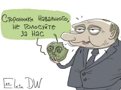"Сторонники Навального, не голосуйте за нас". Карикатура С.Елкина: dw.com